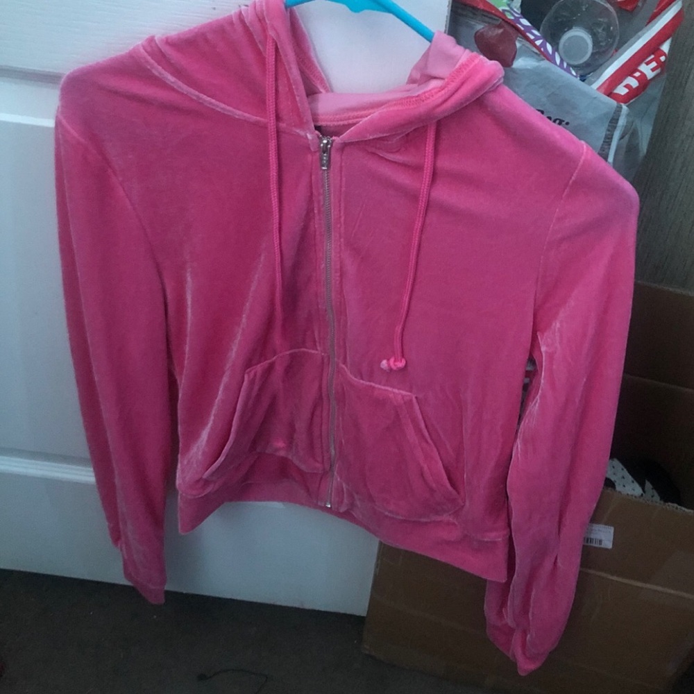 SHEIN SXY Zip up drawstring hooded velvet jacket